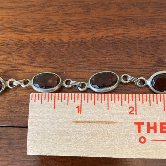 Sterling Silver & Chocolate Topaz Bracelet 6 large 3/8” by 5/8” stones approx 8” - Picture 7 of 7